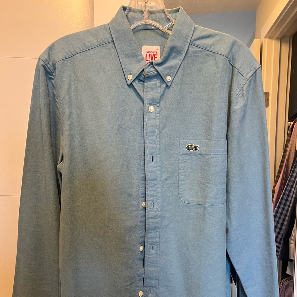 Lacoste casual long sleeve shirt, in ocean blue, sz. 38 (small), slim fit